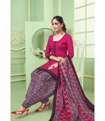 Pink Printed  Cotton Unstitched Salwar Kameez