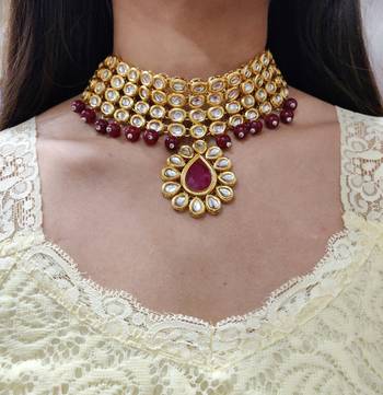 Maroon Kundan Choker Necklace 1
