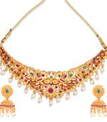 Antique Gold Temple Choker Necklace Set