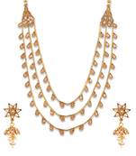 Gold Plated Stone Studded 3  Layer Necklace Set