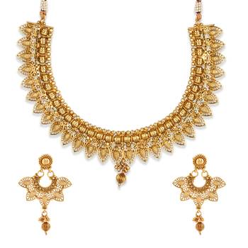 Gold Plated Traditional South Style Necklace Set For Women 4