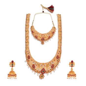 Gold Plated South Indian Temple Necklace Set For Women 2