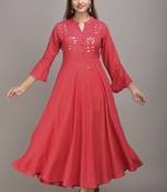 Jaipur Fashion Mode Womens Rayon Embroidered Anarkali Gown (Peach)