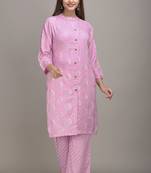 Jaipur Fashion Mode Womens Rayon Floral Print Straight Kurta Palazzo Set (Light Pink)