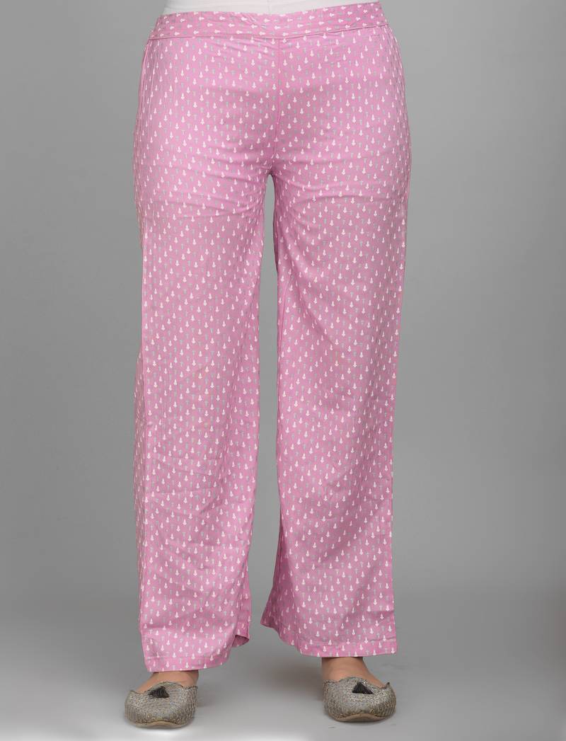 Jaipur Fashion Mode Womens Rayon Floral Print Straight Kurta Palazzo Set (Light Pink)