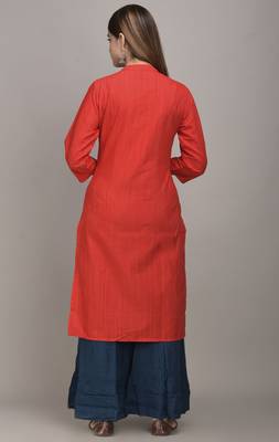 Jaipur Fashion Mode Womens Rayon Embroidered Straight Kurta Sharara Set (Red) 3