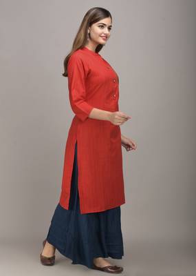 Jaipur Fashion Mode Womens Rayon Embroidered Straight Kurta Sharara Set (Red) 5