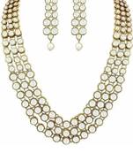 Gold  Alloy Kundan Necklace Set with Earrings for Women