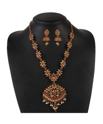 Gold Plated Mated Finish Necklace Set For Women 2