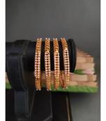 Gold Plated Pearl Bangle Set of 4