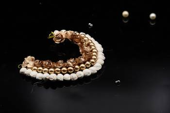 Gold Artificial Flower Gajra Hair Accessories for Women 1