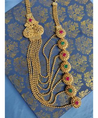 Gold Plated Wedding Jewellery 7 String Necklace Set For Women 1