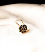 Gold Plated Black Stone Studded Nose Ring