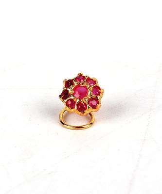 Gold Plated Pink Stone Studded Nose Ring 1