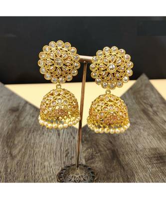 Gold Plated Stone Studded Designer jhumki 1