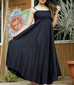Black plain viscose rayon maxi-dresses