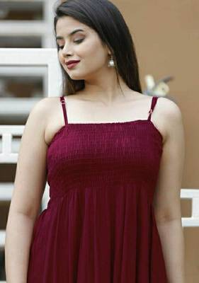 Wine plain viscose rayon maxi-dresses 2