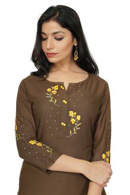 NISHIKA ethnic wear embroidery textured rayon fabric women's 2