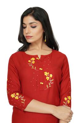 NISHIKA ethnic wear embroidery textured rayon fabric women's 2