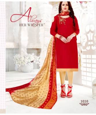Red handwork cotton unstich straight fit churidar salwar suits 2