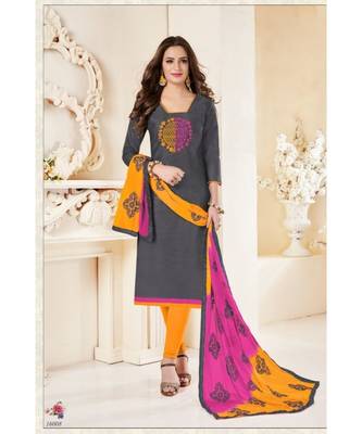grey emroidery modal silk unstitch straight fit churidar salwar suits 1