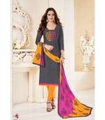 grey emroidery modal silk unstitch straight fit churidar salwar suits