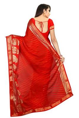 chitrakshi leheriya chiffon saree with silk on border and pallu 2