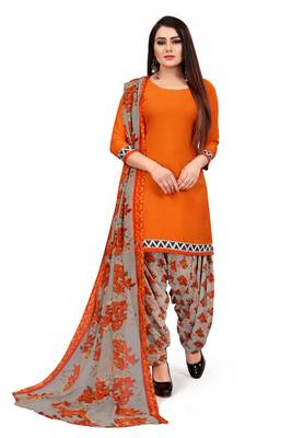 Orange printed crepe salwar 1
