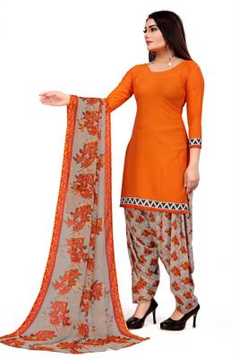 Orange printed crepe salwar 2