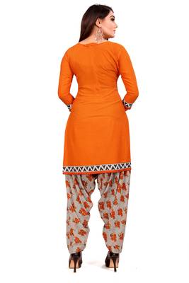 Orange printed crepe salwar 3