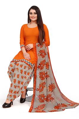 Orange printed crepe salwar 4
