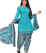 Sky-blue printed crepe salwar