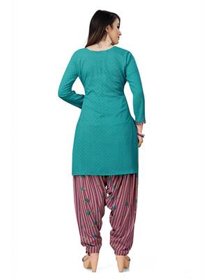 Green printed crepe salwar 4