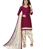 Maroon printed crepe salwar