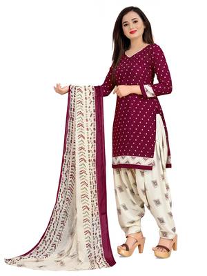 Maroon printed crepe salwar 2
