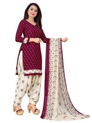 Maroon printed crepe salwar 3