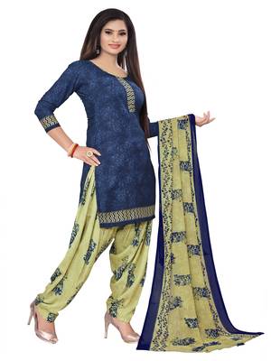 Blue printed crepe salwar 2