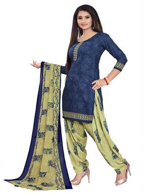 Blue printed crepe salwar 4