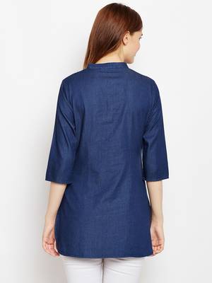 Navy-blue printed denim tunics 2