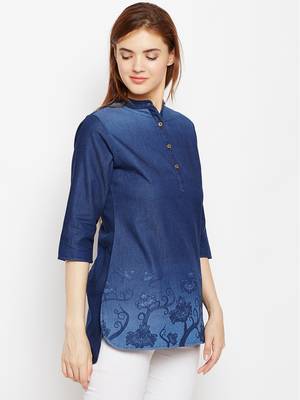 Navy-blue printed denim tunics 3