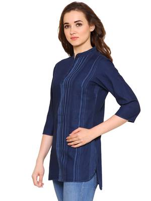 Navy-blue printed denim tunics 3