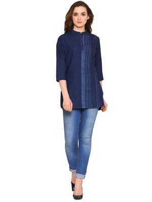 Navy-blue printed denim tunics 4