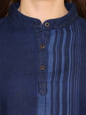 Navy-blue printed denim tunics 5