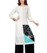 white Venika Creations Americian Crepe Digital Print Kurta