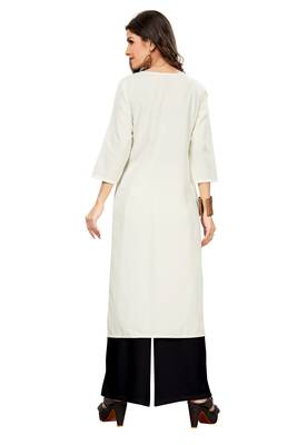 white Venika Creations Americian Crepe Digital Print Kurta 2