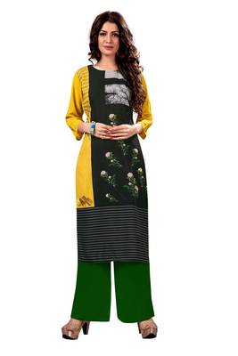 yellow Venika Creations Americian Crepe Digital Print Kurta 1