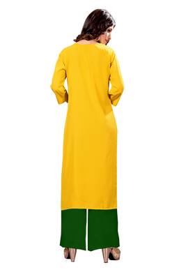 yellow Venika Creations Americian Crepe Digital Print Kurta 2
