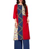 red Venika Creations Americian Crepe Digital Print Kurta