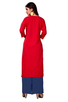 red Venika Creations Americian Crepe Digital Print Kurta 2