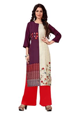 maroon Venika Creations Americian Crepe Digital Print Kurta 1